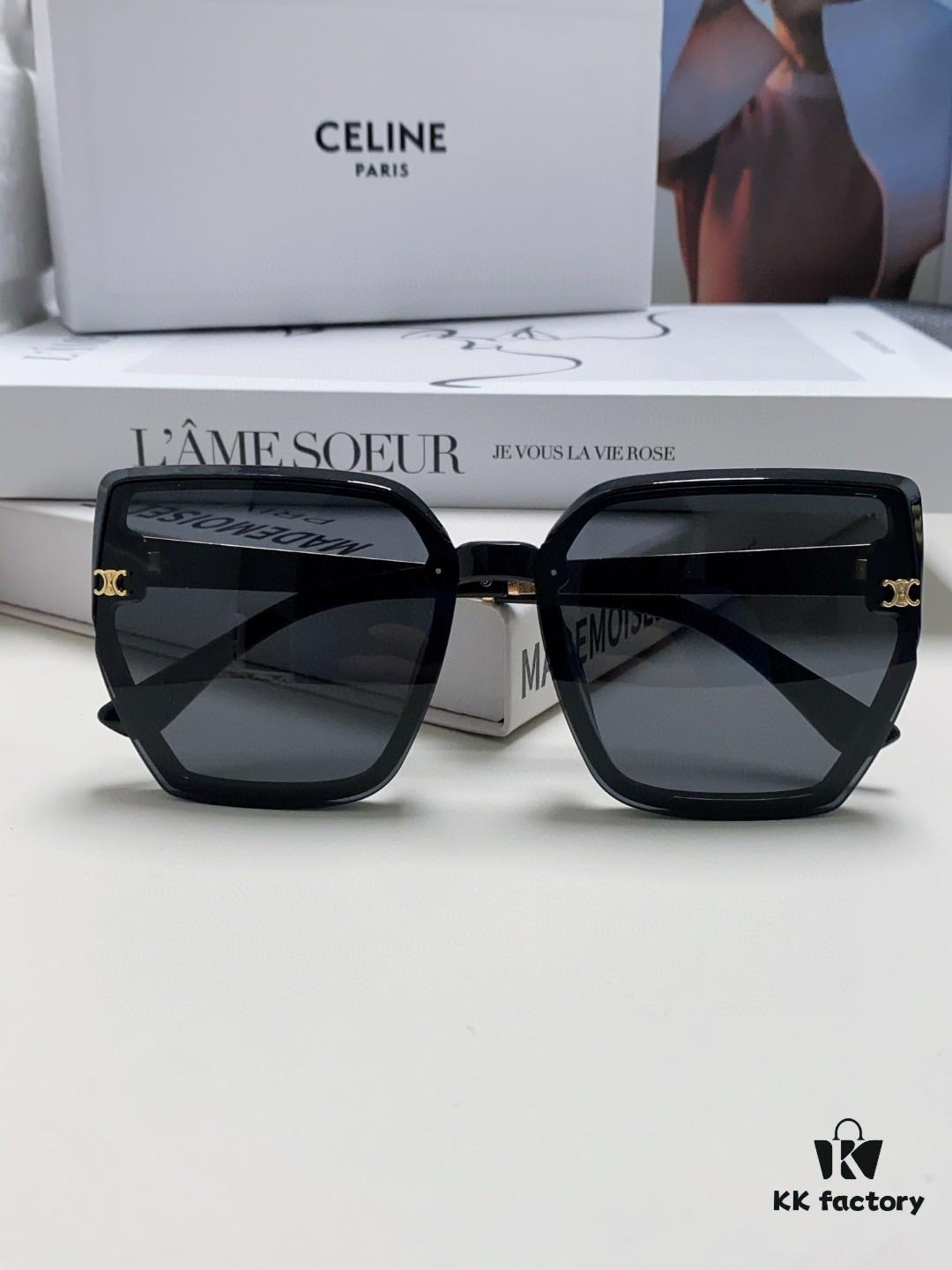 Celine 2024 New Arrival Luxury Elegant Oversized Square Frame Society Lady Sunglasses for Women, Trendy Round Face Flattering Sun Glasses
