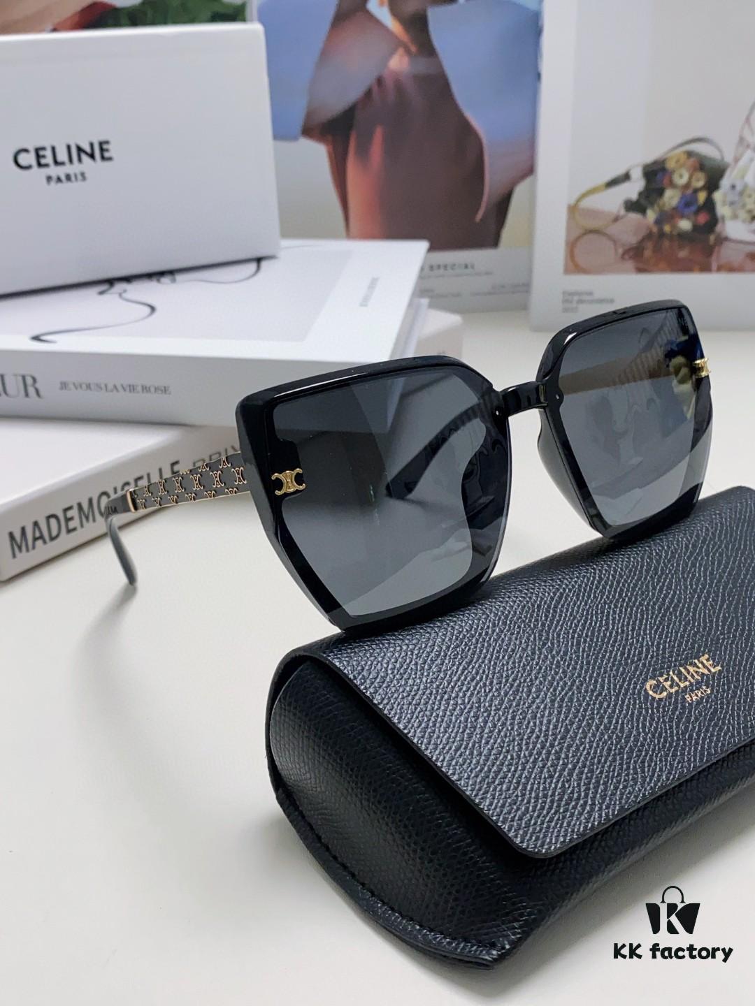 Celine 2024 New Arrival Luxury Elegant Oversized Square Frame Society Lady Sunglasses for Women, Trendy Round Face Flattering Sun Glasses