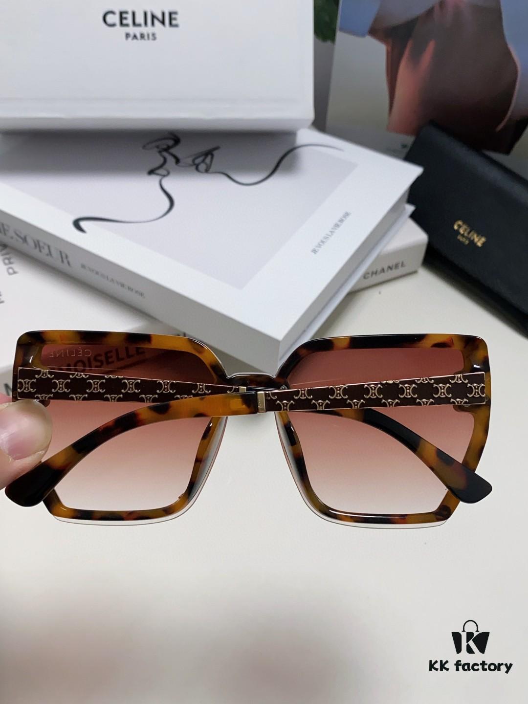 Celine 2024 New Arrival Luxury Elegant Large Square Frame Society Lady Sunglasses for Women, Stylish Oversized Round Face Sun Protection Shades