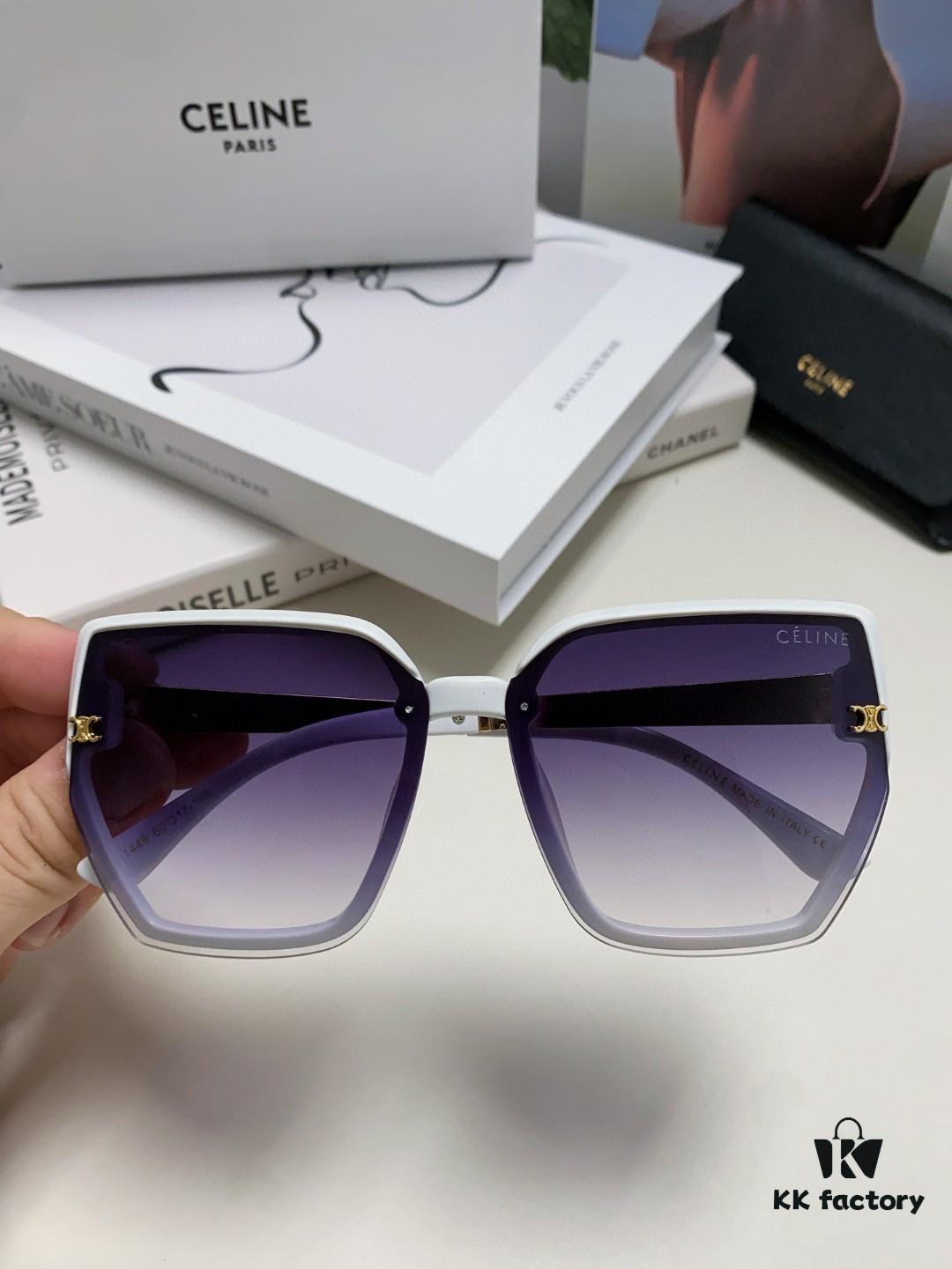 Celine 2024 New Arrival Luxury Elegant Large Square Frame Society Lady Sunglasses for Women, Trendy Oversized Round Face Sun Shades