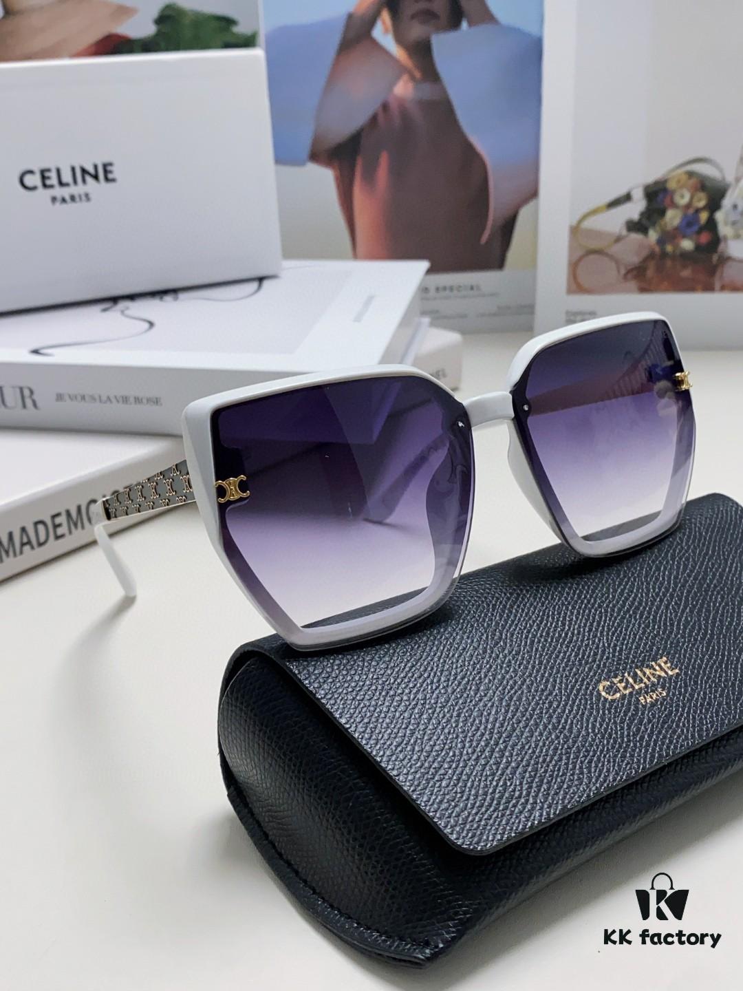 Celine 2024 New Arrival Luxury Elegant Large Square Frame Society Lady Sunglasses for Women, Trendy Oversized Round Face Sun Shades