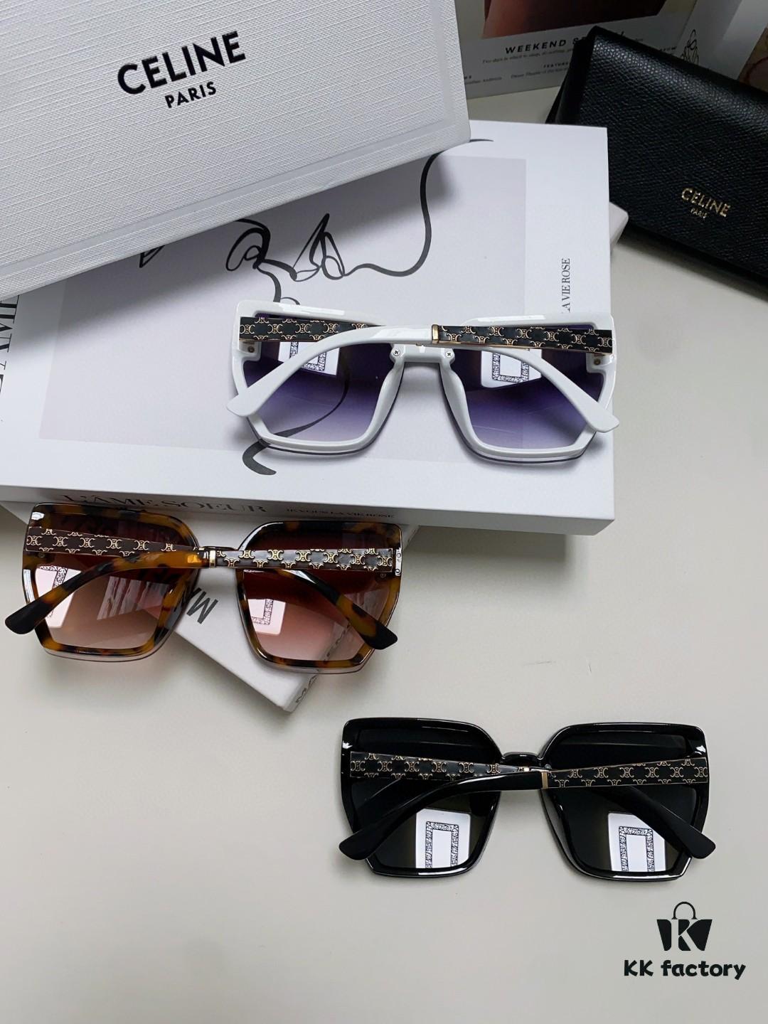 Celine 2024 New Arrival Luxury Elegant Large Square Frame Society Lady Sunglasses for Women, Trendy Oversized Round Face Sun Shades