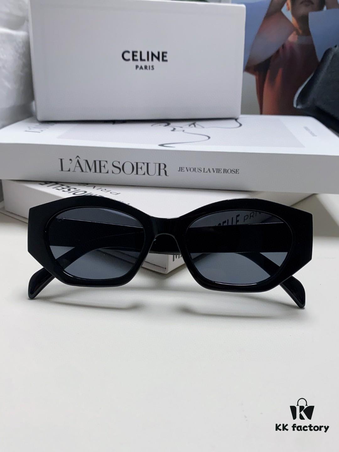 Celine Lisa's Same Style Retro Triumph Arch Sunglasses for Women, New Trendy UV-Proof High-End Slimming Sun Glasses, Black and Gold Eyewear