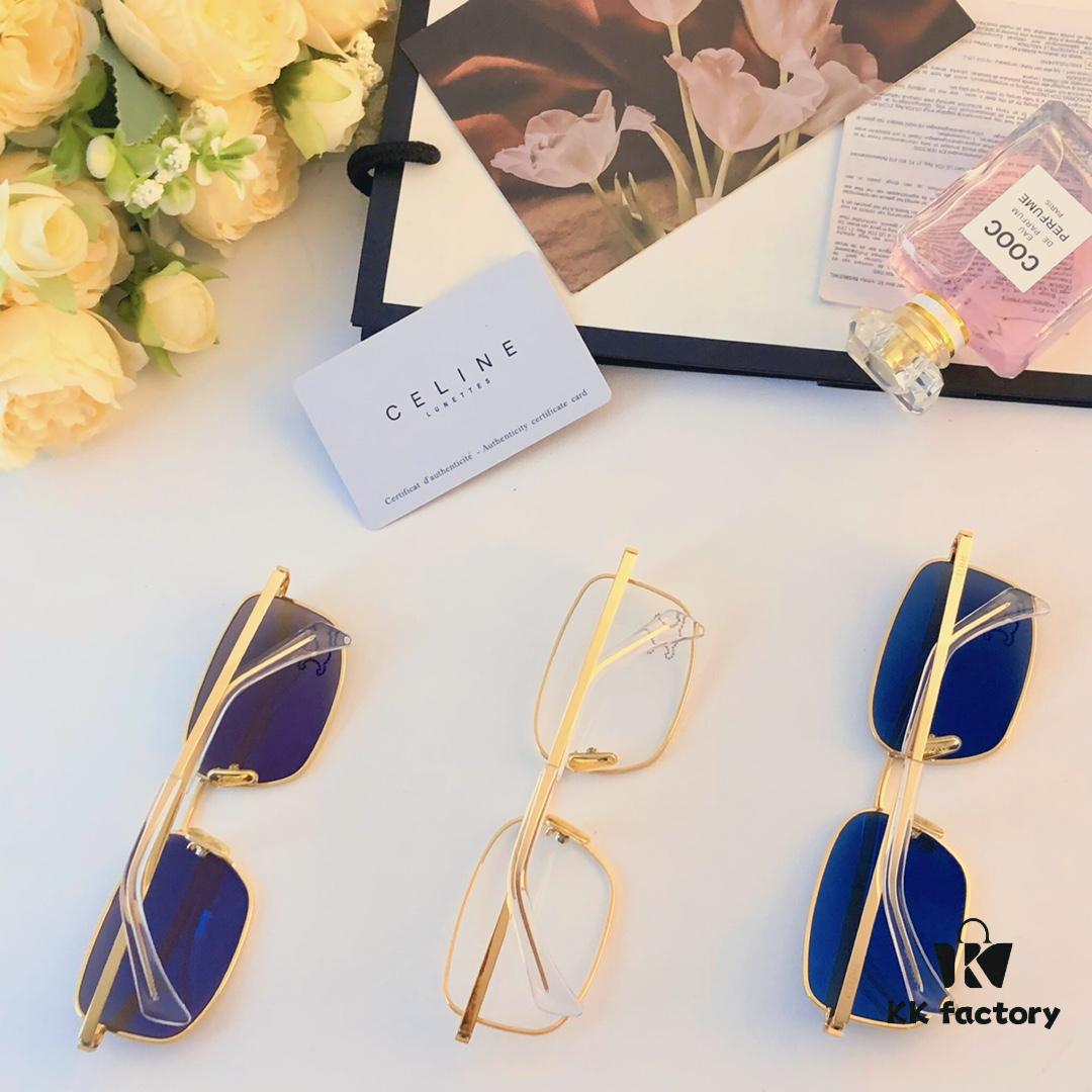 Celine Square Metal Sunglasses Korean Vintage Style Trendy Sun Glasses Influencer Same Style Shades