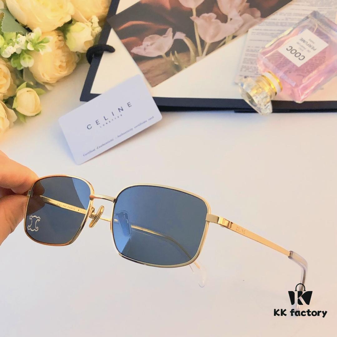 Celine Square Metal Sunglasses Korean Vintage Style Trendy Sun Glasses Influencer Same Style Shades
