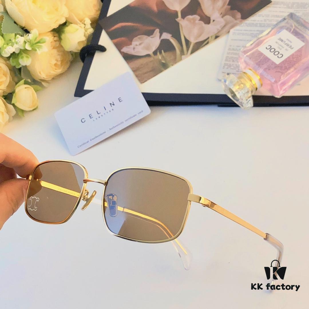 Celine Square Metal Sunglasses Korean Vintage Style Trendy Sun Glasses Influencer Same Style Shades