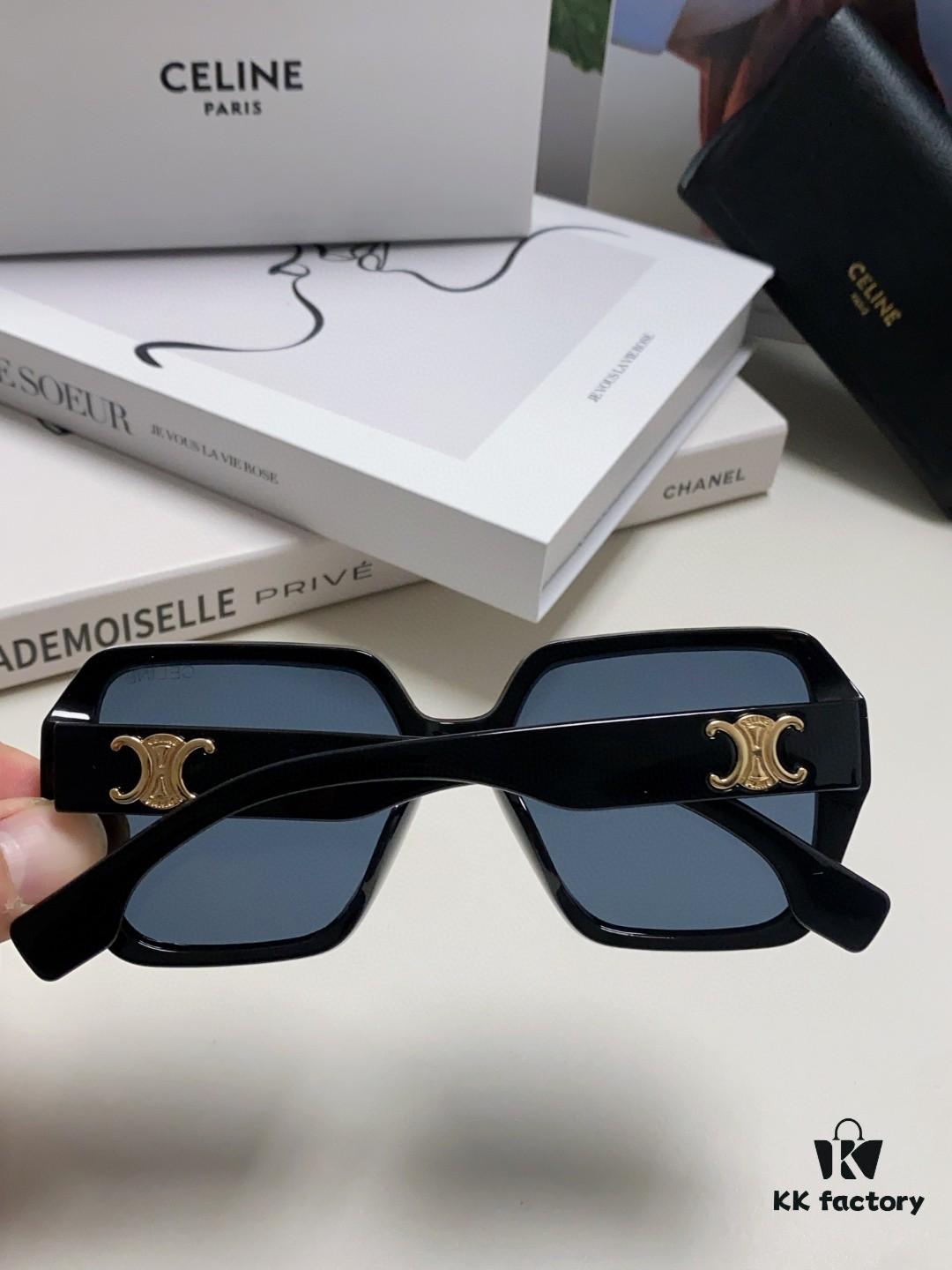 Celine 2024 New Arrival European and American Style Square Oversized Arch-Shaped Sunglasses for Women, UV Protection Sun Glasses for Large Faces, Fashionable Outdoor Shades