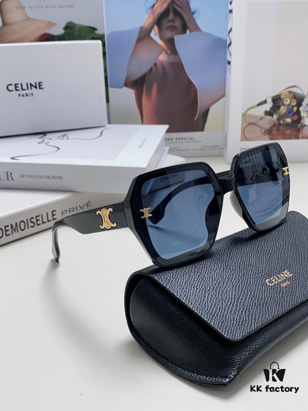 Celine 2024 New Arrival European and American Style Square Oversized Arch-Shaped Sunglasses for Women, UV Protection Sun Glasses for Large Faces, Fashionable Outdoor Shades