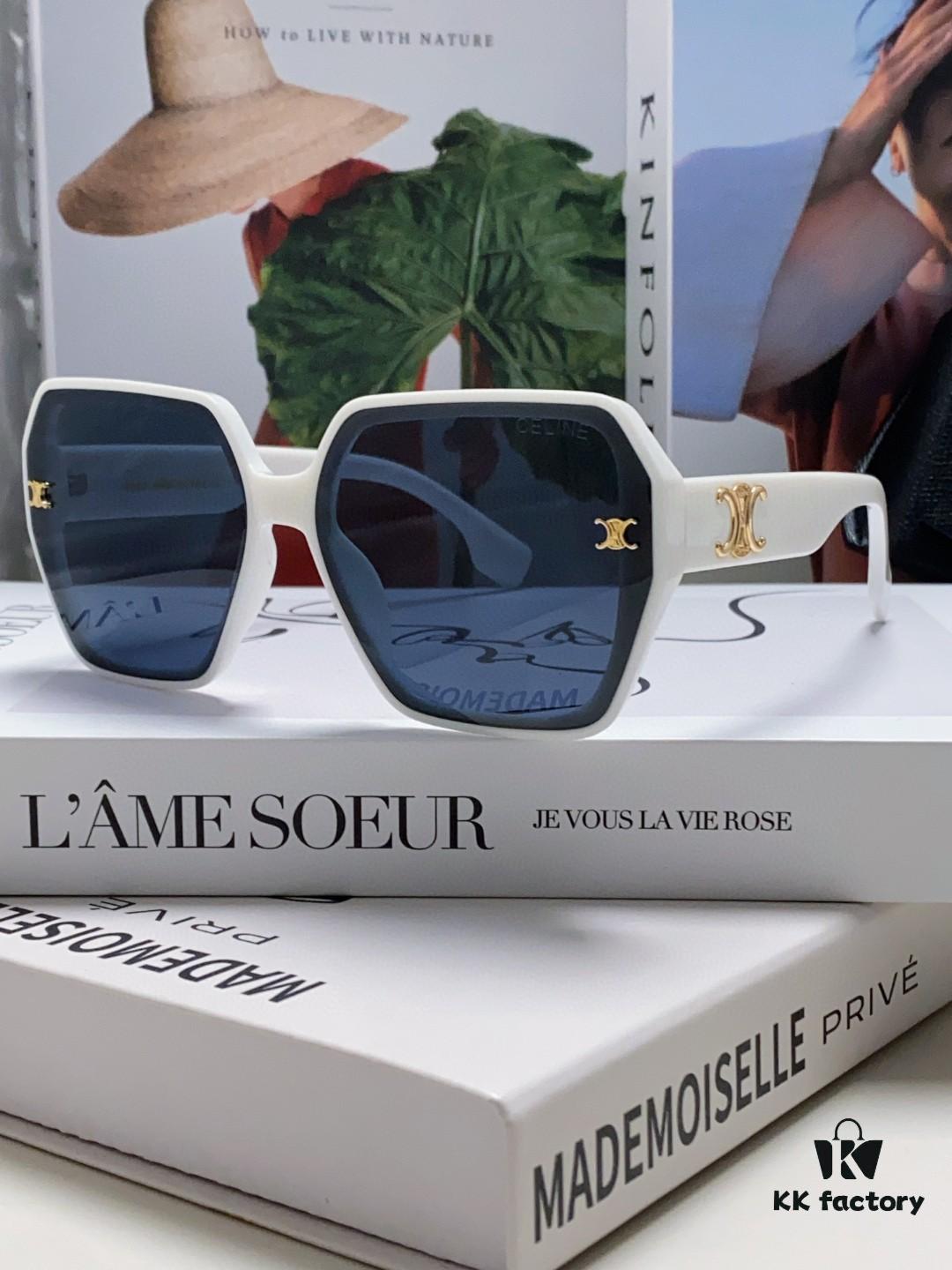 Celine 2024 New Arrival European and American Style Square Oversized Arch-Shaped Sunglasses for Women, UV Protection Sun Glasses for Large Faces, Fashionable Outdoor Shades