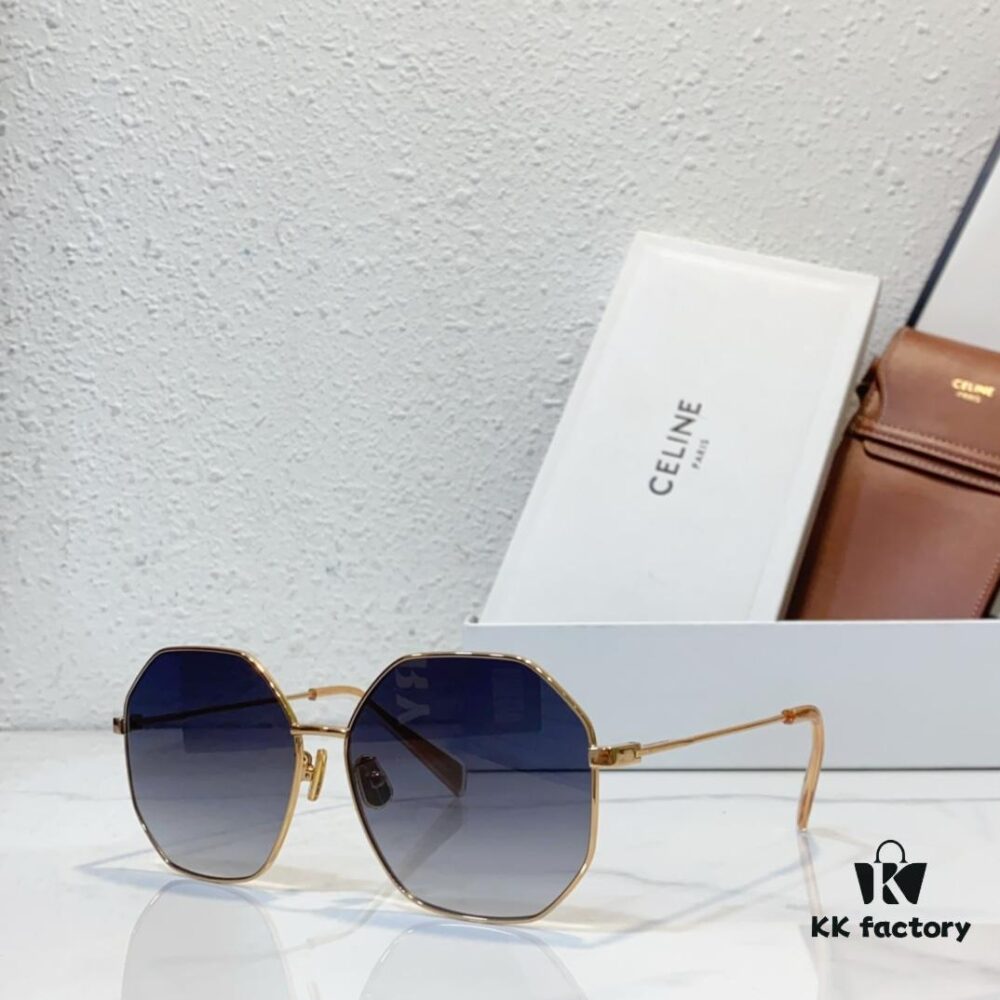 CELINE Official Website Model Polygonal Metal Sunglasses with Inlaid Craft Temple Design