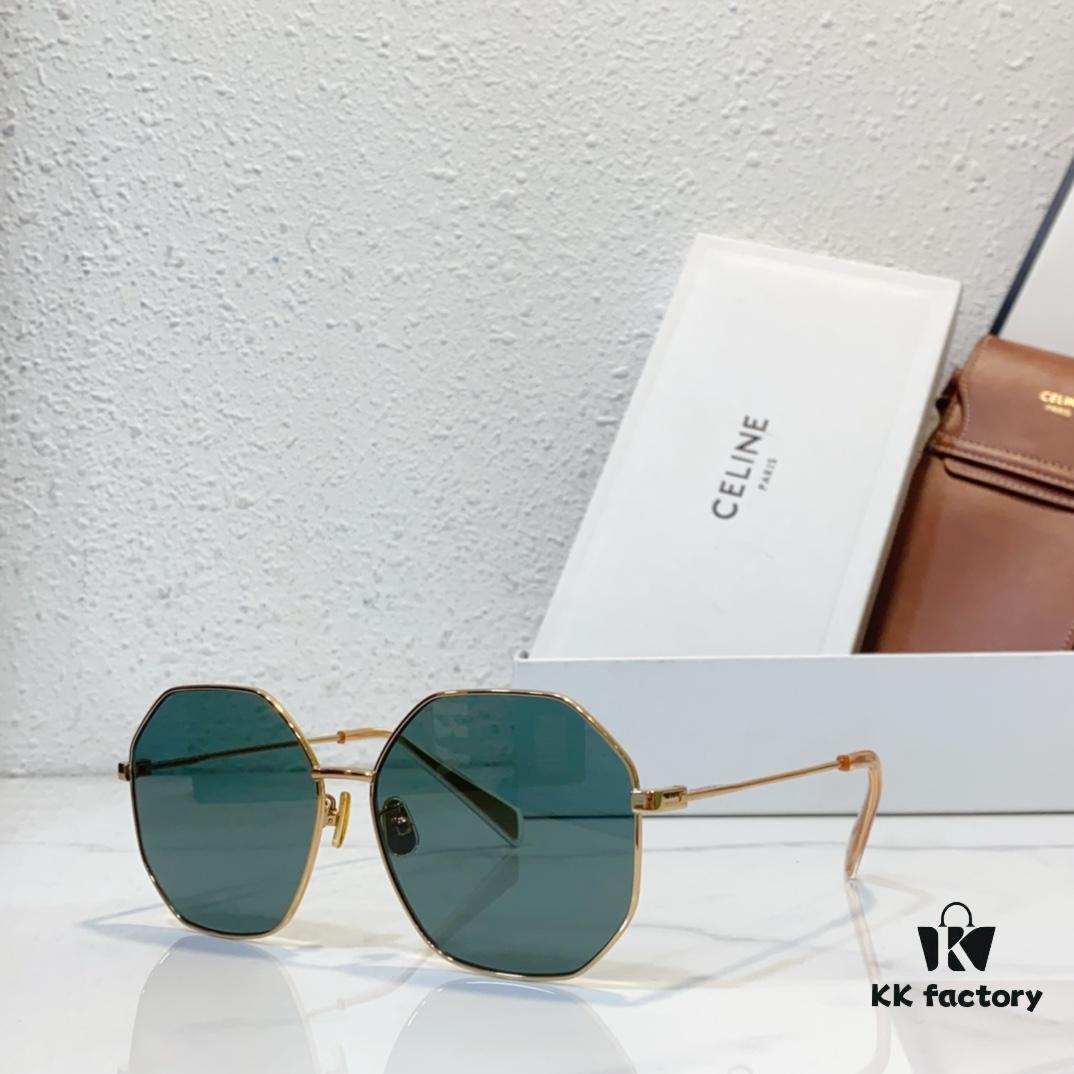 CELINE Official Website Model Polygonal Metal Sunglasses with Inlaid Craft Temple Design