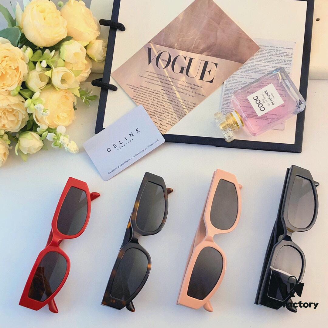 Celine 2024 New Retro Cat-Eye Small Frame Sunglasses for Women, Trendy European and American Style, Square and Round Face Flattering, High-End Fashion Sun Glasses