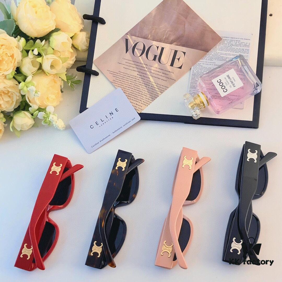 Celine 2024 New Retro Cat-Eye Small Frame Sunglasses for Women, Trendy European and American Style, Square and Round Face Flattering, High-End Fashion Sun Glasses