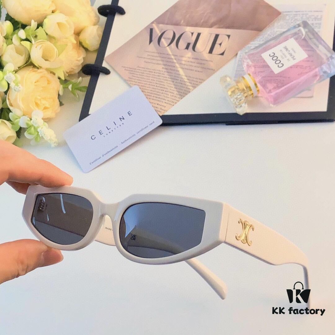 Celine 2024 New Retro Cat-Eye Small Frame Sunglasses for Women, Trendy European and American Style, Square and Round Face Flattering, High-End Fashion Sun Glasses