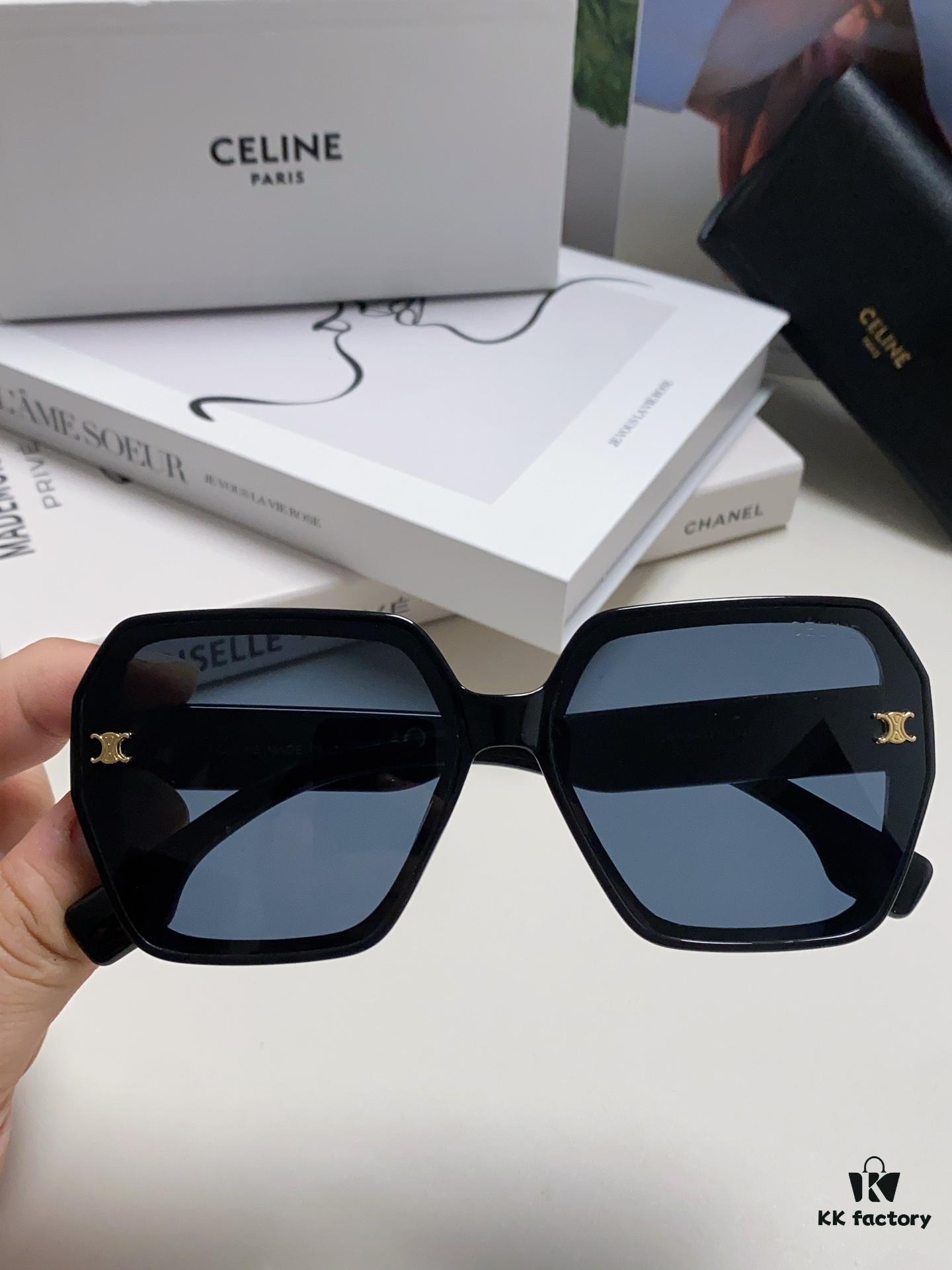 Celine 2024 New Arrival European and American Style Square Oversized Arch-Frame Sunglasses for Women, UV Protection Sun Glasses for Large Faces, Fashionable Outdoor Shades
