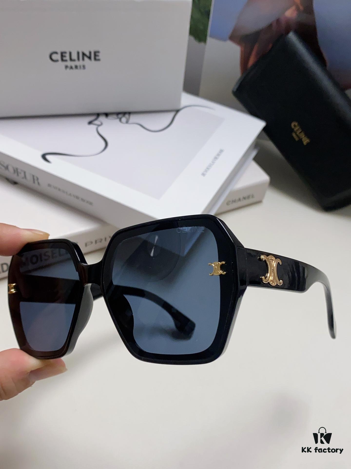 Celine 2024 New Arrival European and American Style Square Oversized Arch-Frame Sunglasses for Women, UV Protection Sun Glasses for Large Faces, Fashionable Outdoor Shades