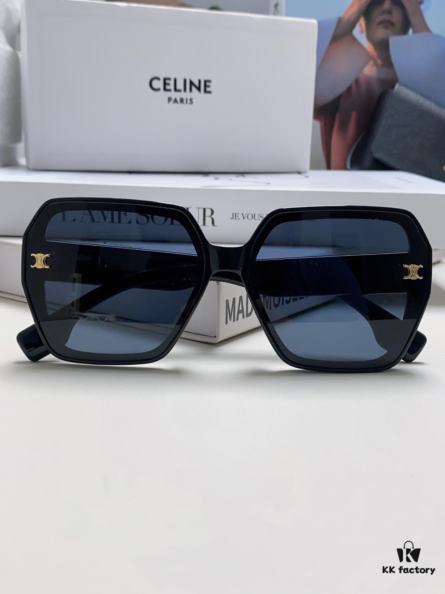 Celine 2024 New Arrival European and American Style Square Oversized Arch-Frame Sunglasses for Women, UV Protection Sun Glasses for Large Faces, Fashionable Outdoor Shades