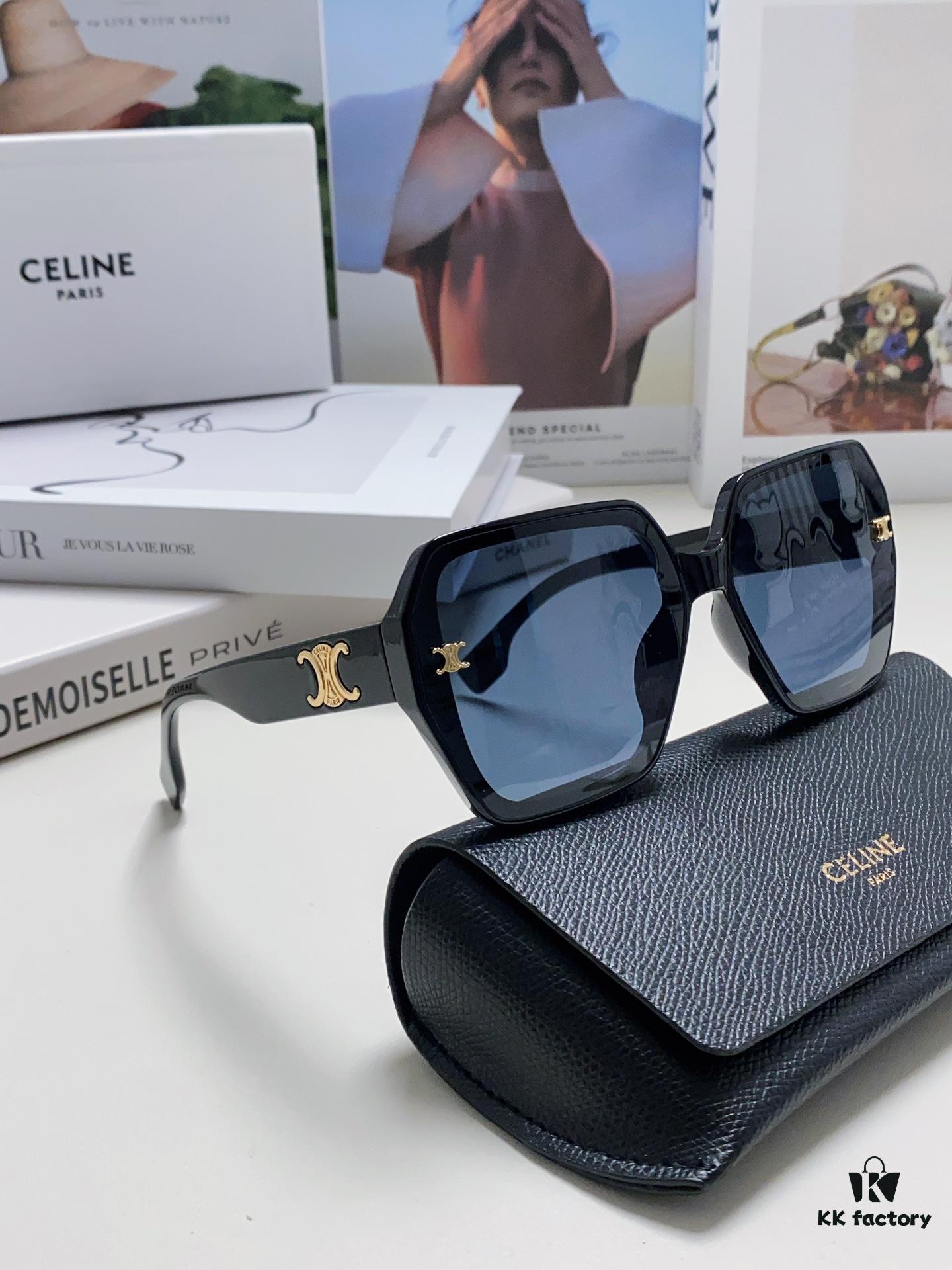 Celine 2024 New Arrival European and American Style Square Oversized Arch-Frame Sunglasses for Women, UV Protection Sun Glasses for Large Faces, Fashionable Outdoor Shades