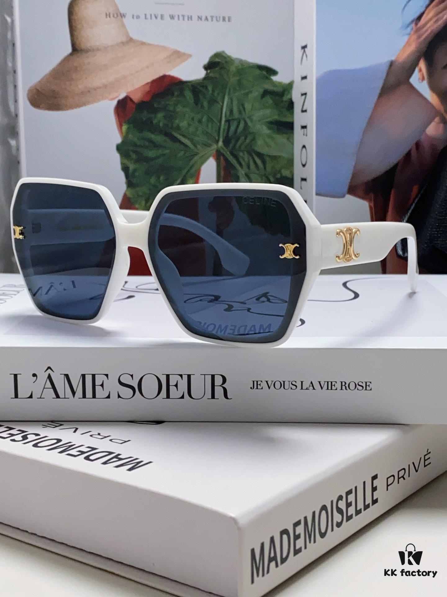 Celine 2024 New Arrival Avant-Garde Large Square Arch-Frame Sunglasses for Women, UV Protection Oversized Sun Glasses for Outdoor Wear