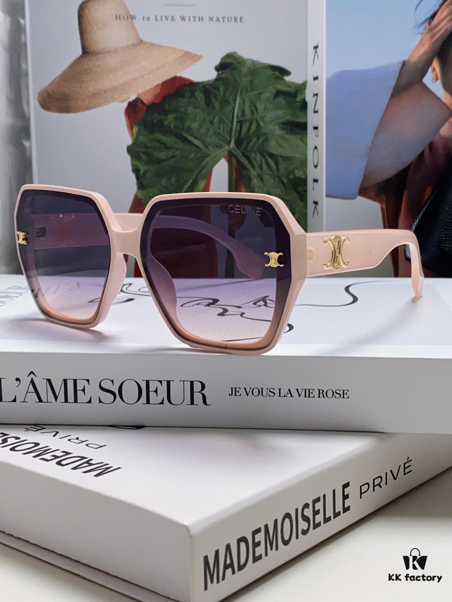 Celine 2024 New Arrival European and American Style Oversized Square Arch Frame Sunglasses for Women, UV Protection Sun Glasses for Large Faces, Fashion Outdoor Shades