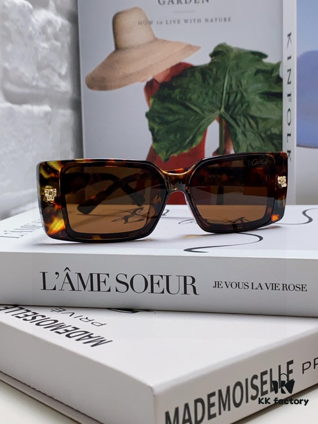 Cartier Unisex Sunglasses, Timeless Leopard Logo Design, Simple and Elegant Frame, Universal Fit for All Face Shapes