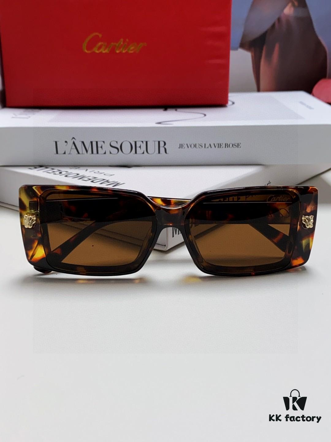 Cartier Unisex Sunglasses, Timeless Leopard Logo Design, Simple and Elegant Frame, Universal Fit for All Face Shapes