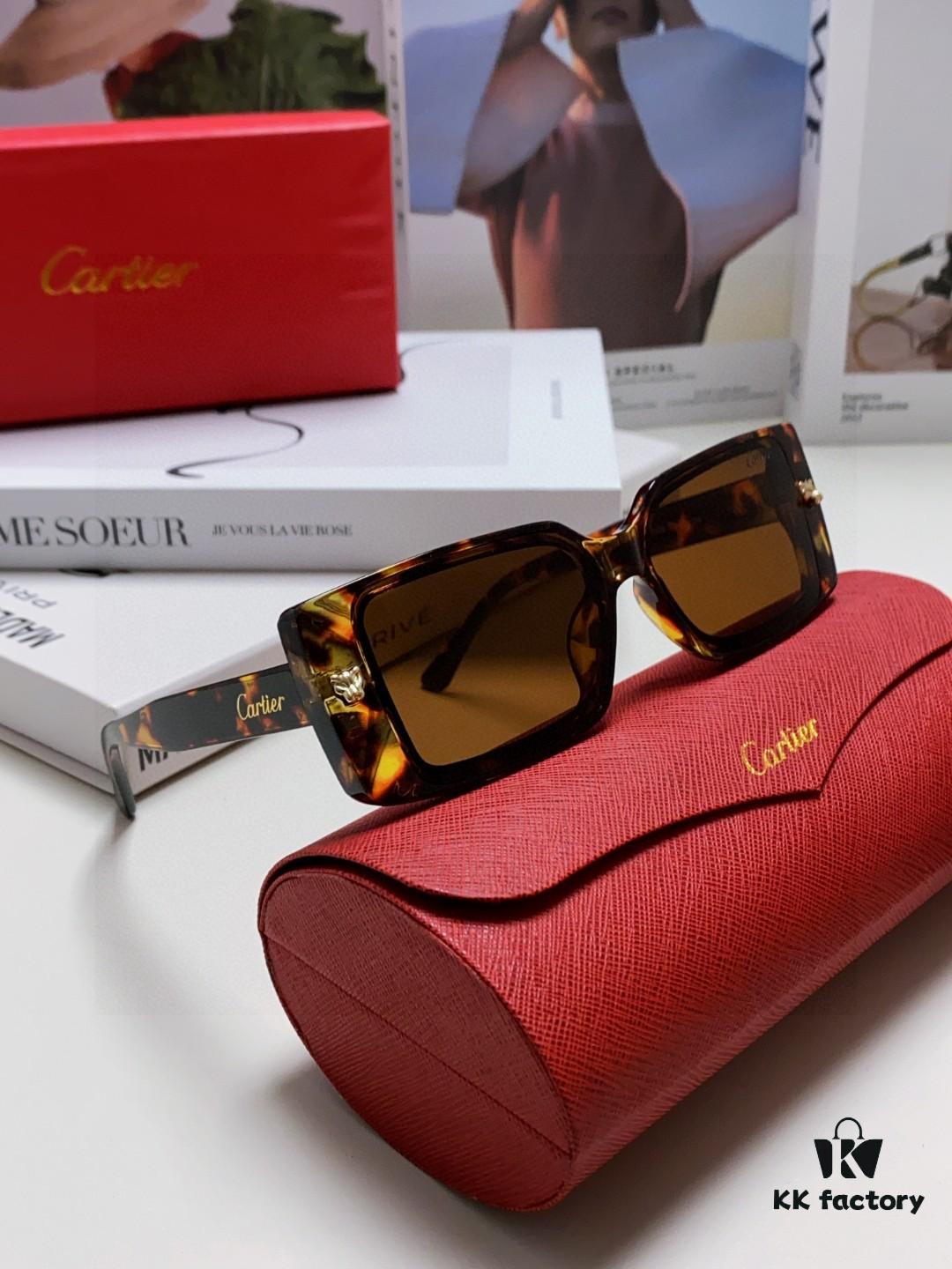 Cartier Unisex Sunglasses, Timeless Leopard Logo Design, Simple and Elegant Frame, Universal Fit for All Face Shapes