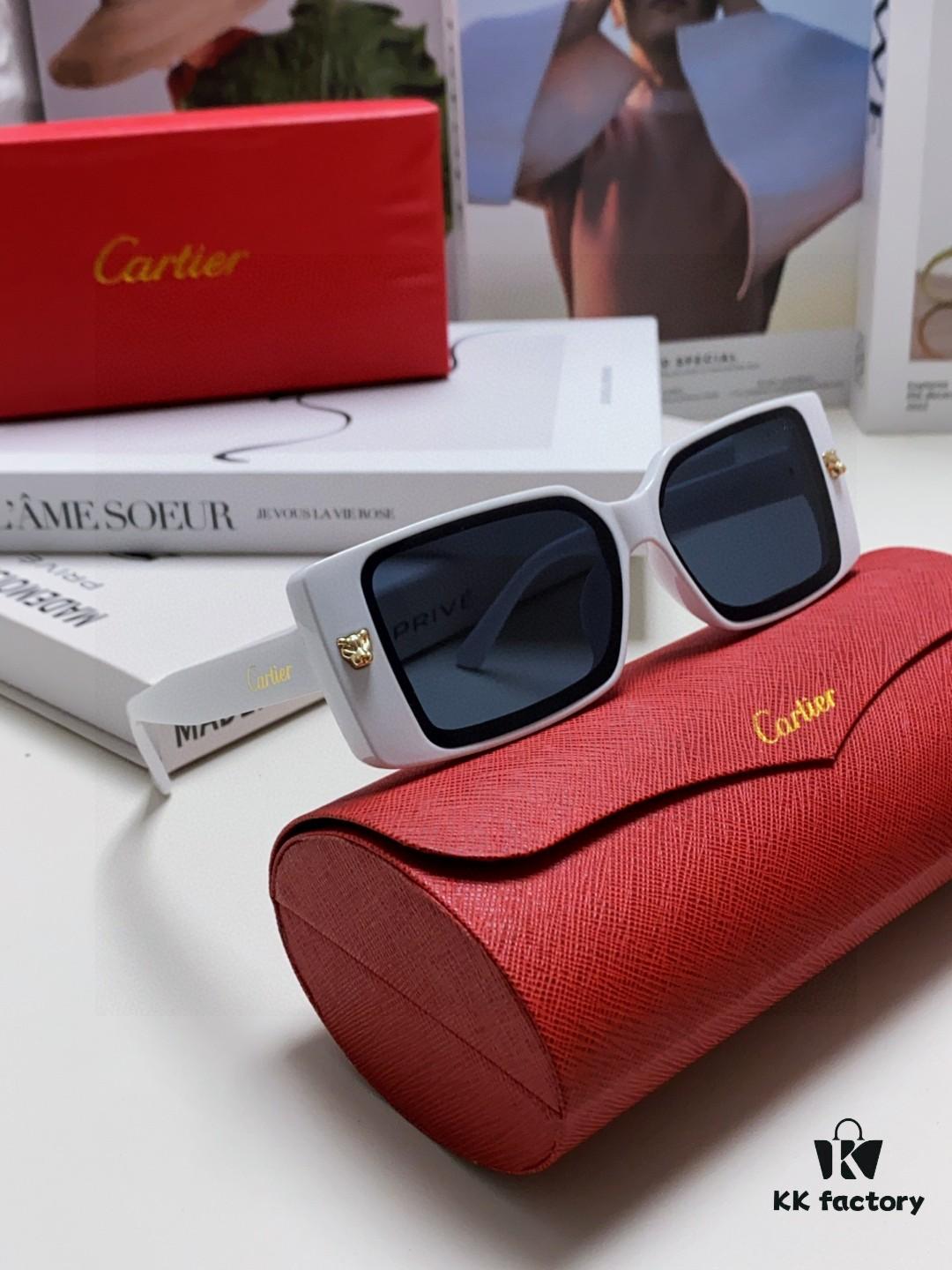 Cartier Unisex Sunglasses, Timeless Leopard Design, Universal Frame Shape, Minimalist and Elegant, Suitable for All Face Types