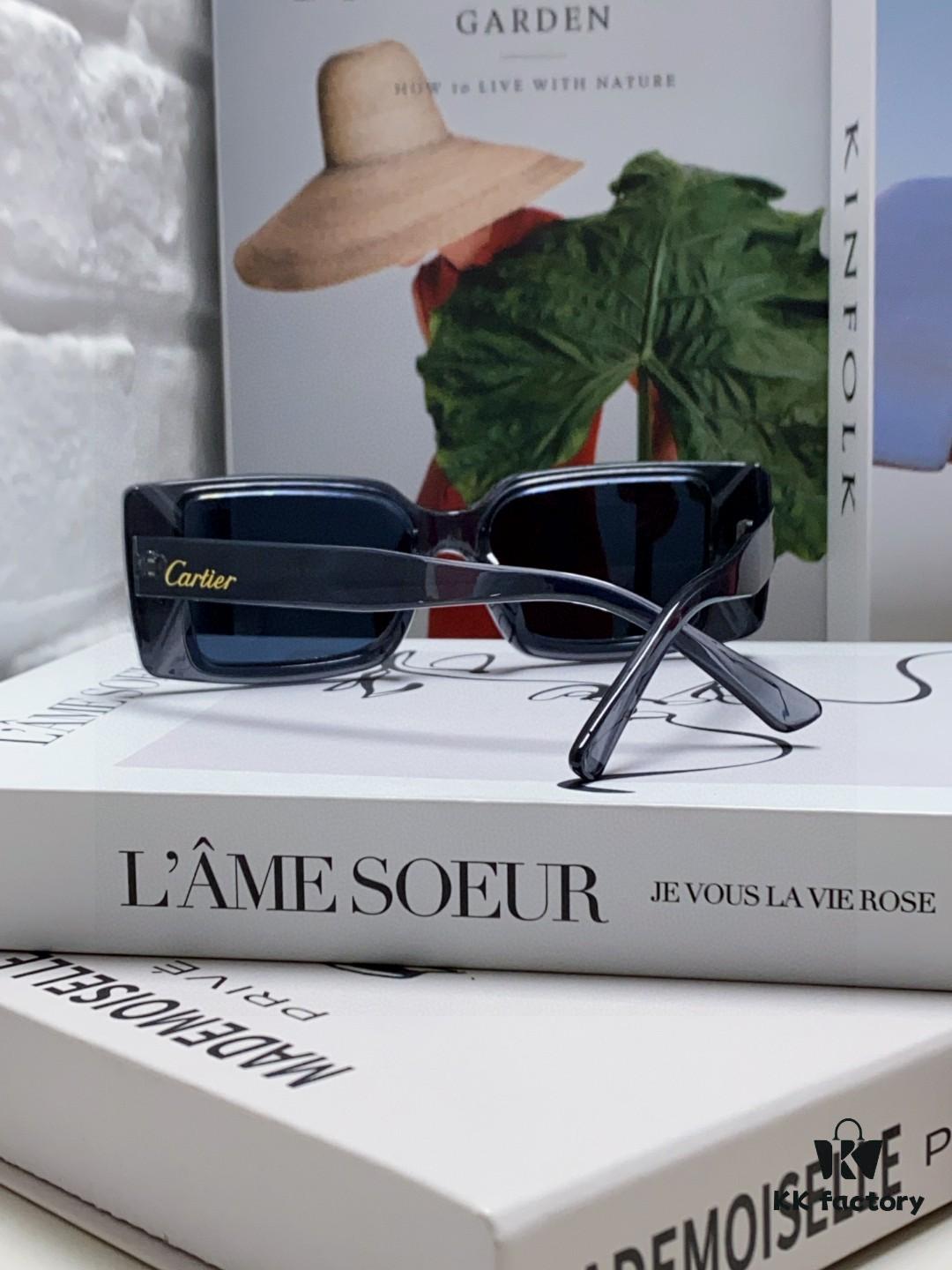 Cartier Unisex Sunglasses, Leopard Logo Design, Stylish and Minimalist Frame, Universal Fit for All Face Shapes