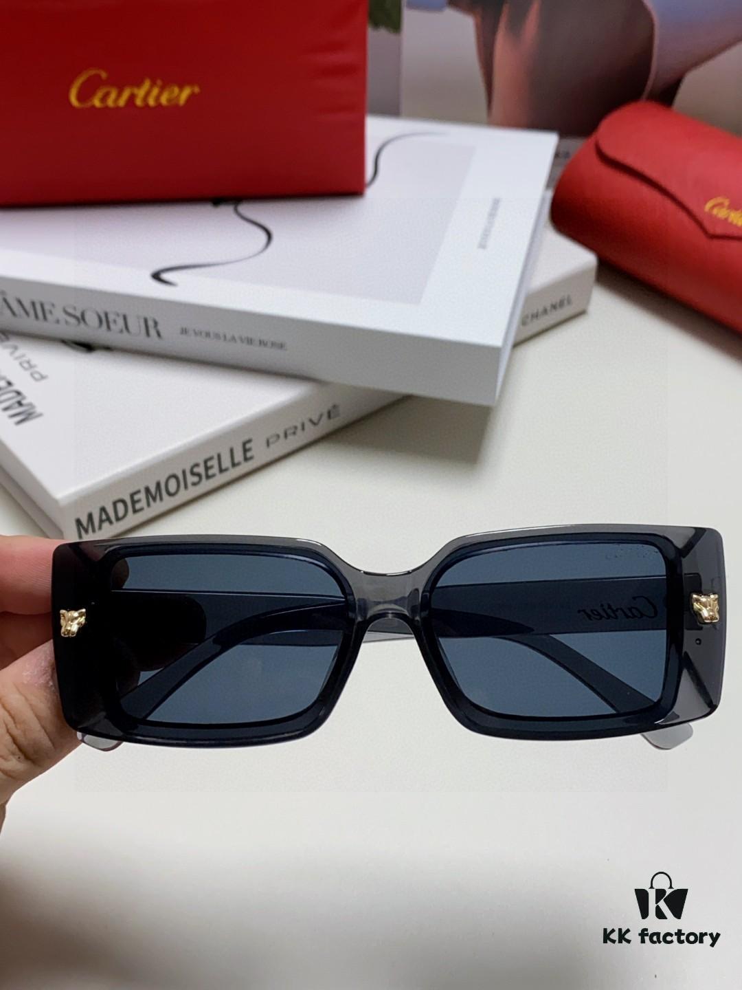 Cartier Unisex Sunglasses, Leopard Logo Design, Stylish and Minimalist Frame, Universal Fit for All Face Shapes