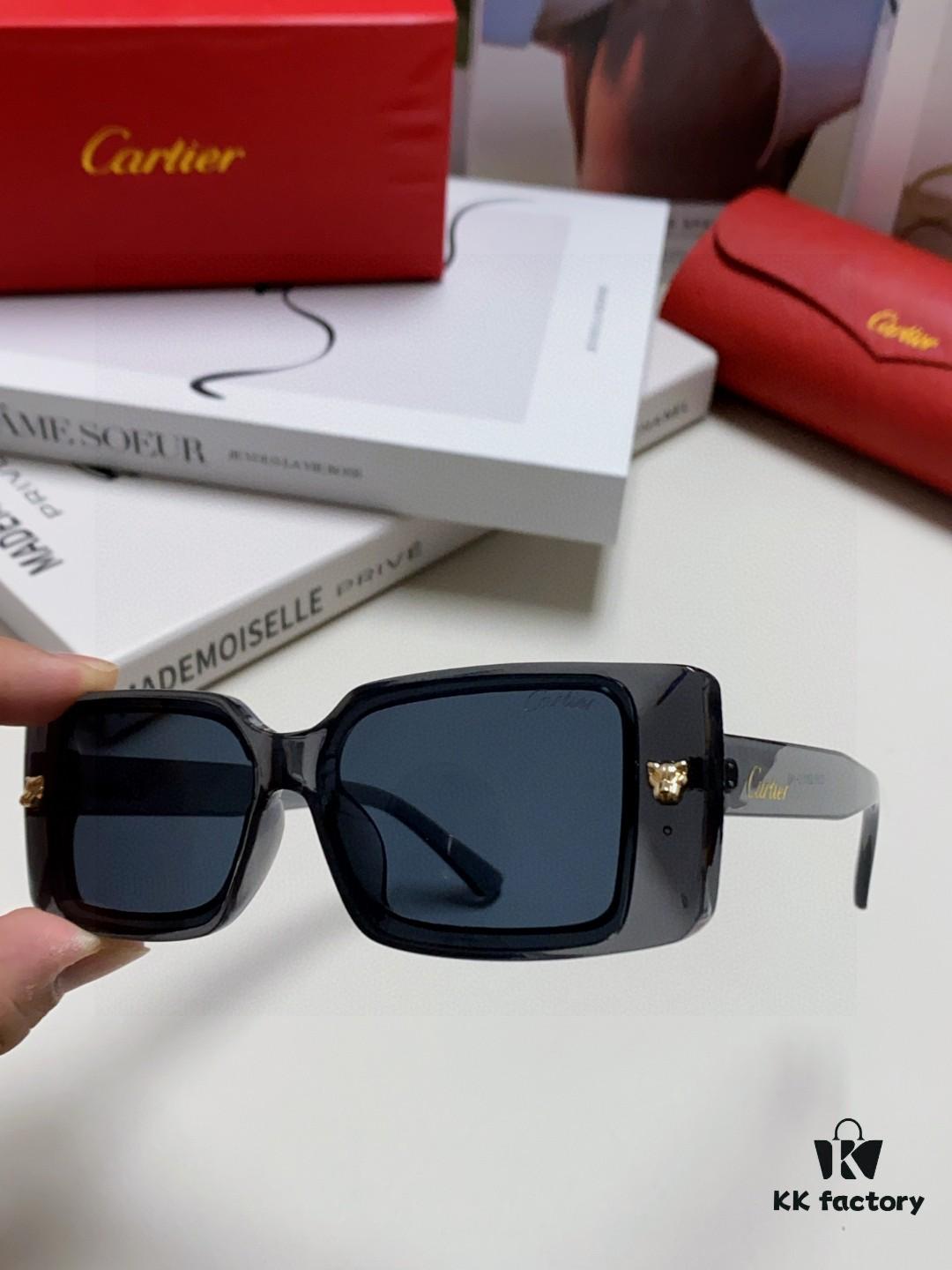 Cartier Unisex Sunglasses, Leopard Logo Design, Stylish and Minimalist Frame, Universal Fit for All Face Shapes