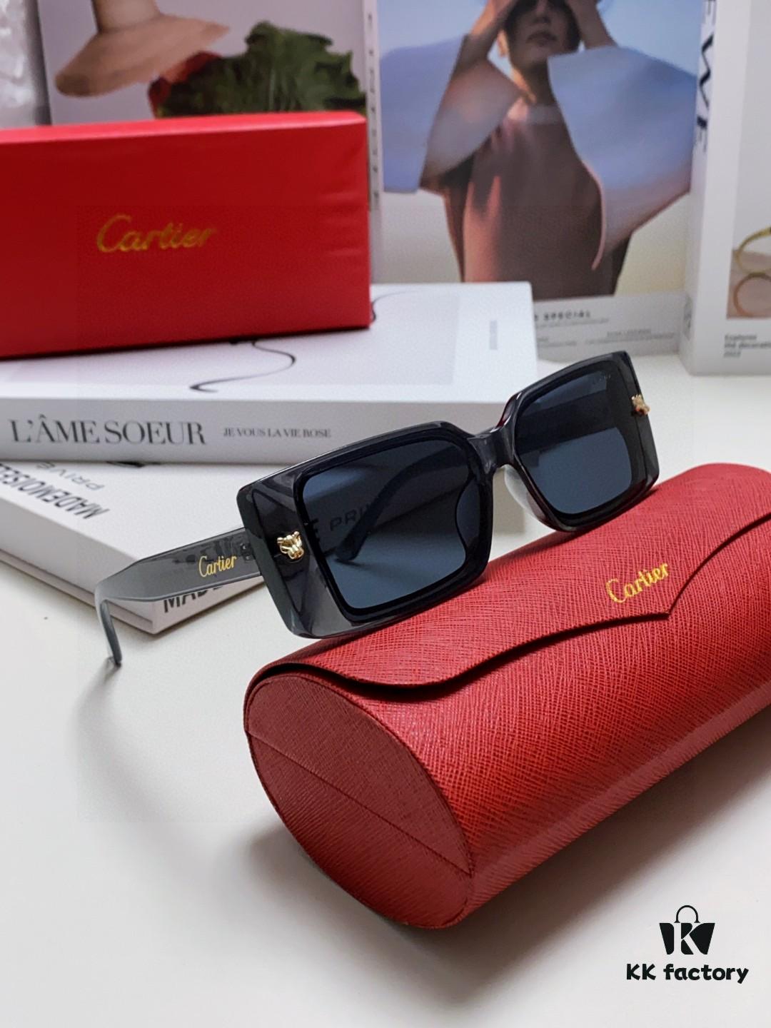 Cartier Unisex Sunglasses, Leopard Logo Design, Stylish and Minimalist Frame, Universal Fit for All Face Shapes