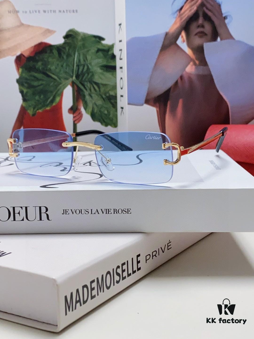 Cartier Unisex Frameless Square Sunglasses 2025 New Narrow-Rimmed Stylish Men's Sunglasses, Retro American Style Unisex Sun Glasses