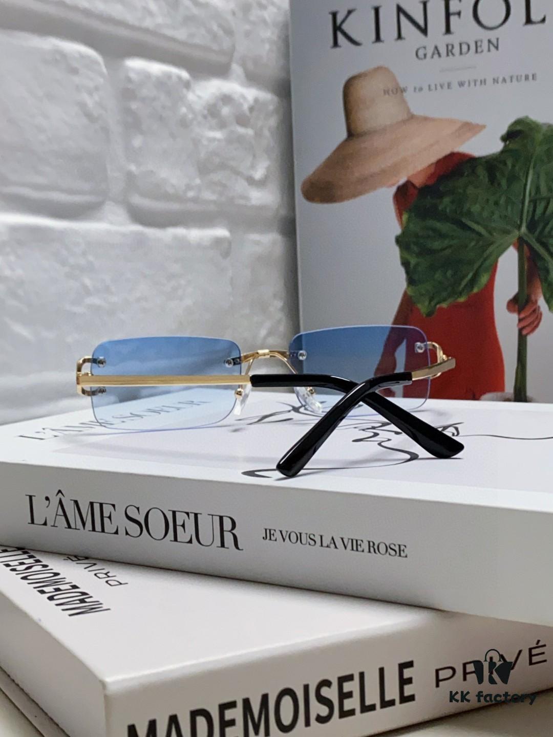 Cartier Unisex Frameless Square Sunglasses 2025 New Narrow-Rimmed Stylish Men's Sunglasses, Retro American Style Unisex Sun Glasses