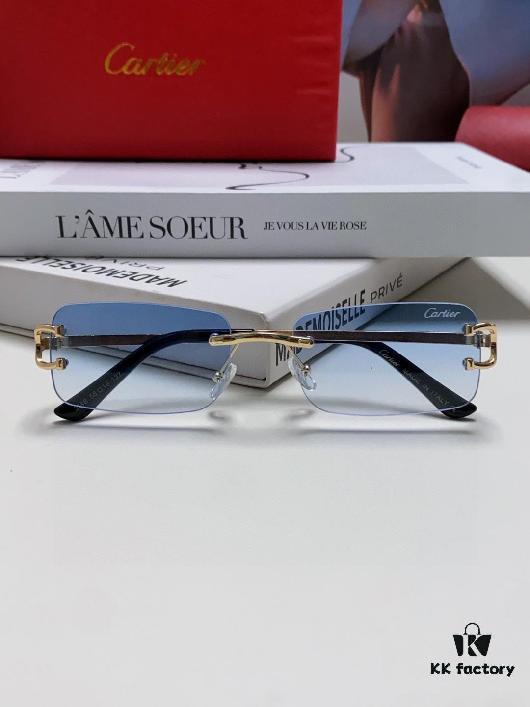 Cartier Unisex Frameless Square Sunglasses 2025 New Narrow-Rimmed Stylish Men's Sunglasses, Retro American Style Unisex Sun Glasses