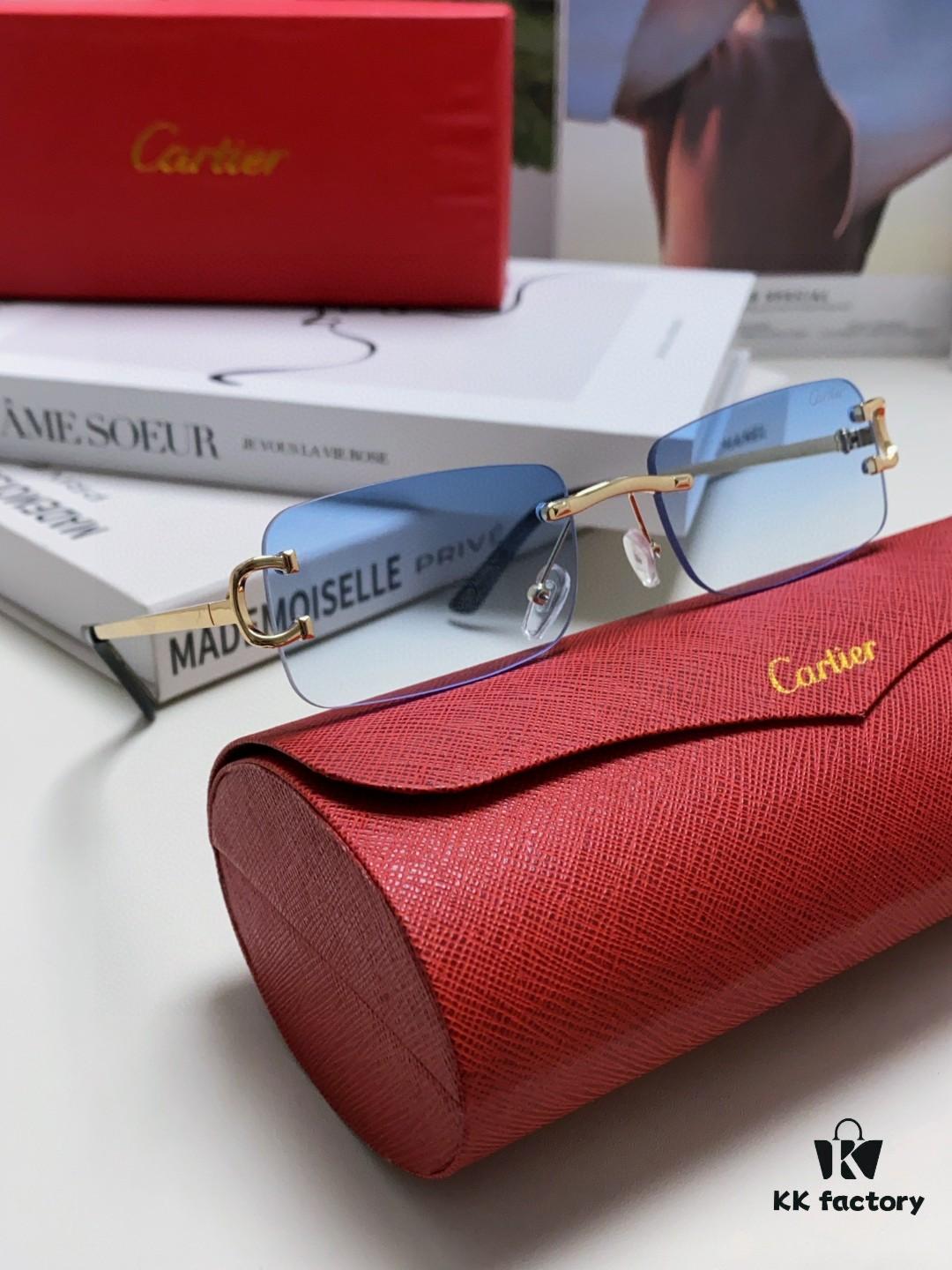 Cartier Unisex Frameless Square Sunglasses 2025 New Narrow-Rimmed Stylish Men's Sunglasses, Retro American Style Unisex Sun Glasses