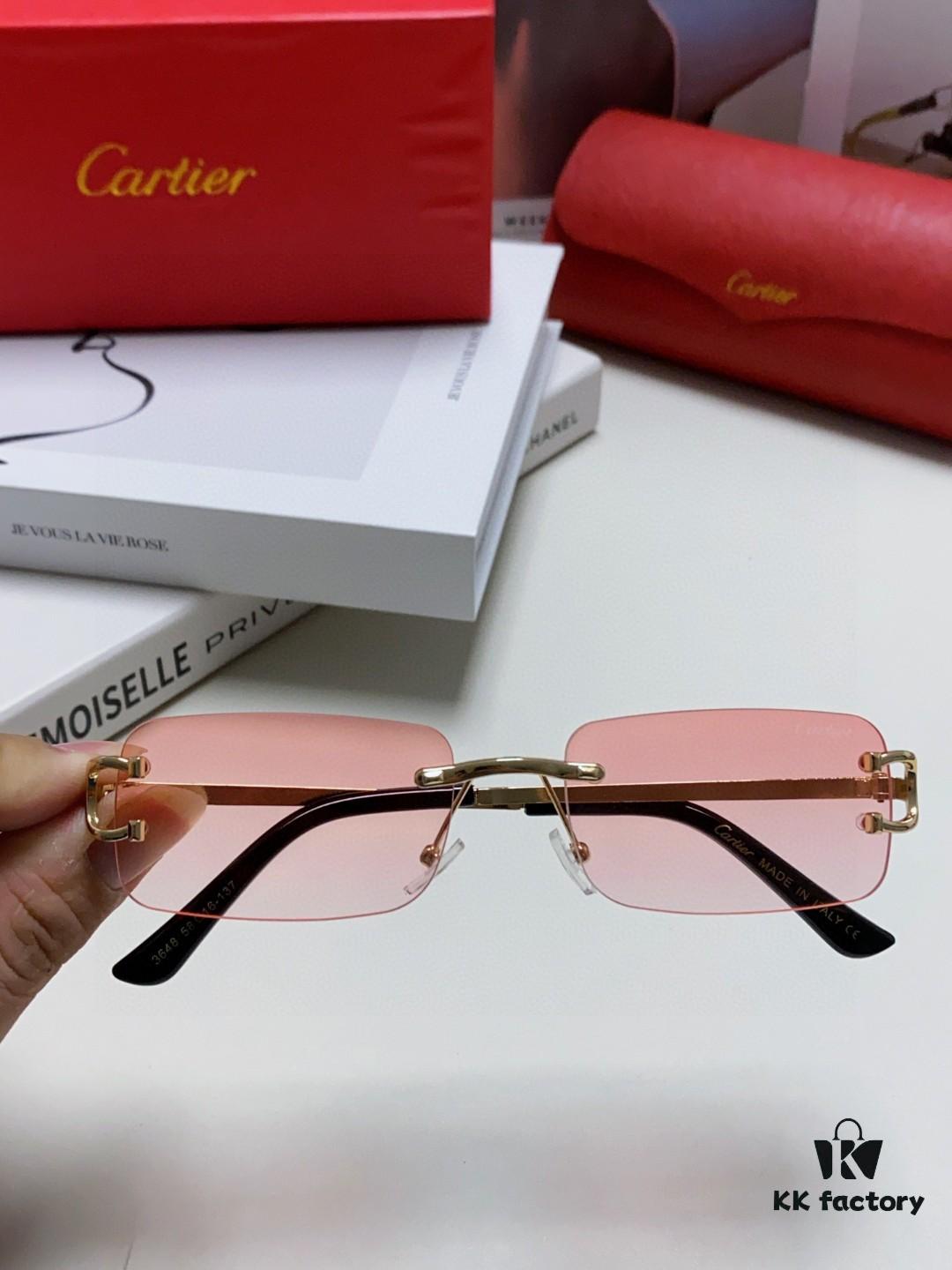 Cartier Unisex Frameless Square Sunglasses 2025 New Men's Stylish Narrow-Rimmed Retro American Style Sun Glasses