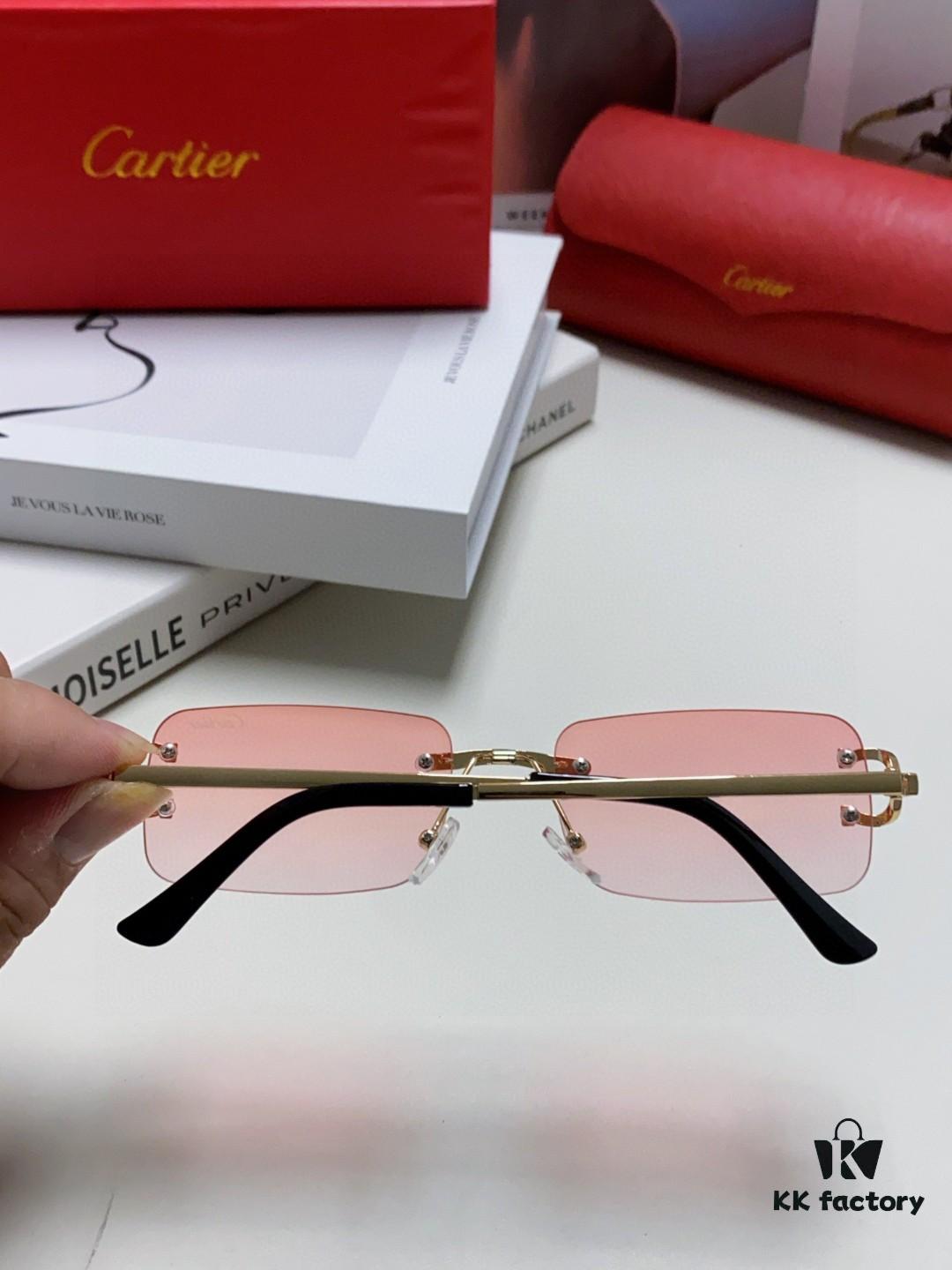 Cartier Unisex Frameless Square Sunglasses 2025 New Men's Stylish Narrow-Rimmed Retro American Style Sun Glasses