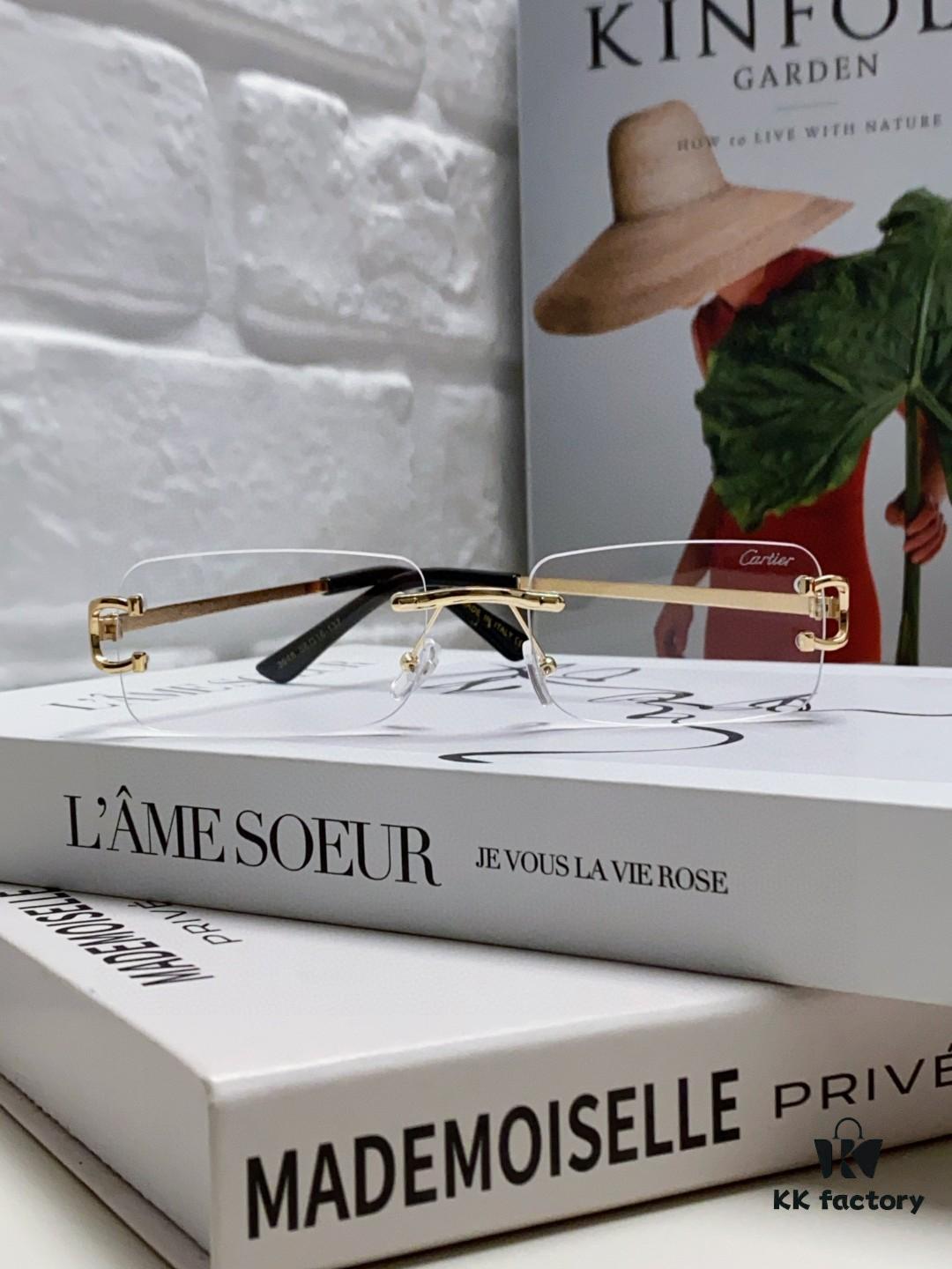 Cartier Unisex Frameless Square Sunglasses 2025 New Narrow-Rimmed Stylish Men's Sunglasses Retro American Style