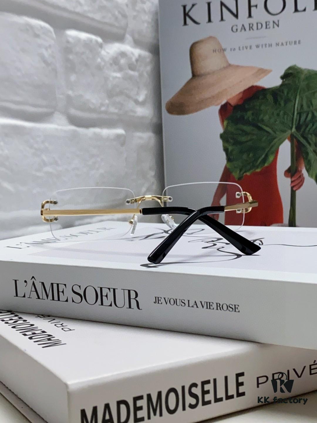 Cartier Unisex Frameless Square Sunglasses 2025 New Narrow-Rimmed Stylish Men's Sunglasses Retro American Style