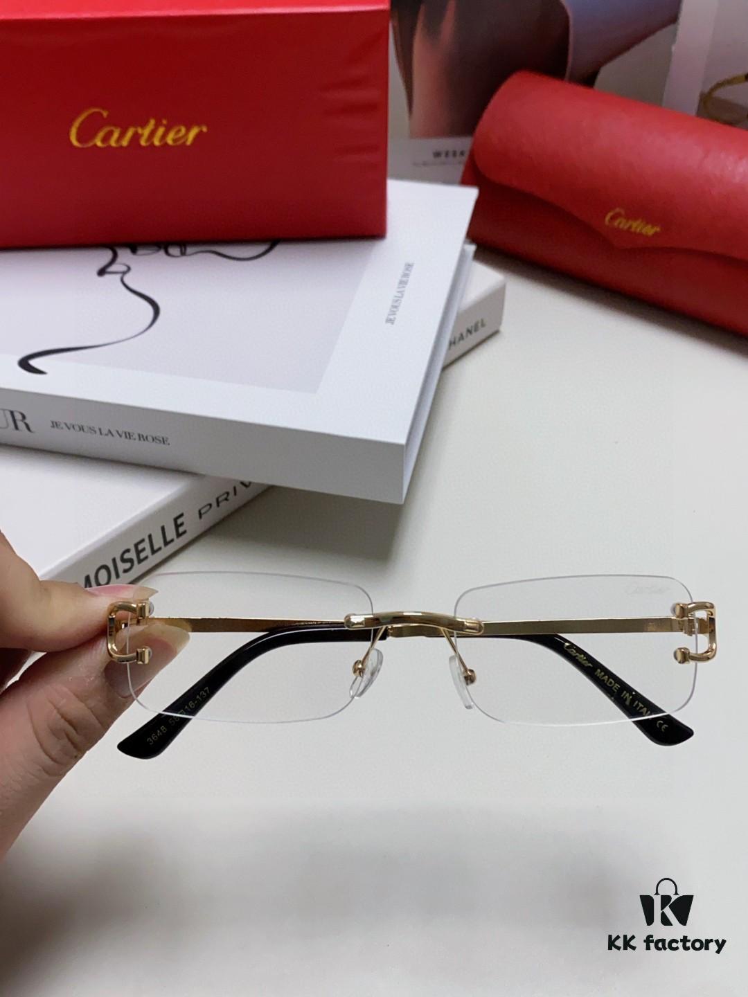 Cartier Unisex Frameless Square Sunglasses 2025 New Narrow-Rimmed Stylish Men's Sunglasses Retro American Style