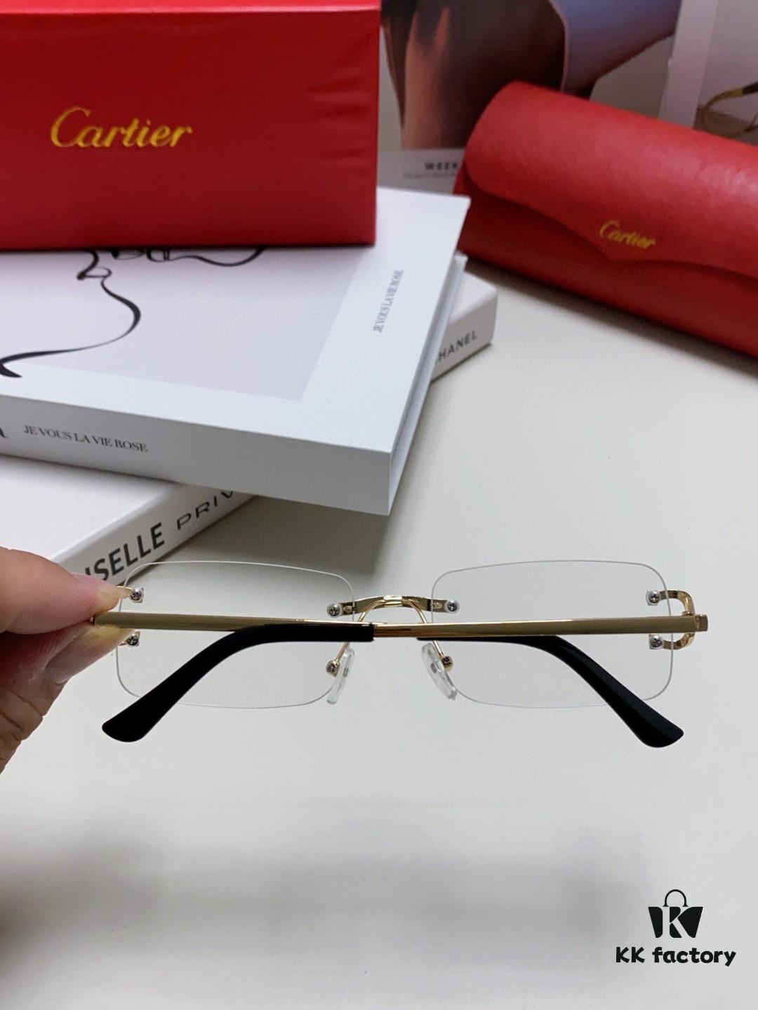 Cartier Unisex Frameless Square Sunglasses 2025 New Narrow-Rimmed Stylish Men's Sunglasses Retro American Style