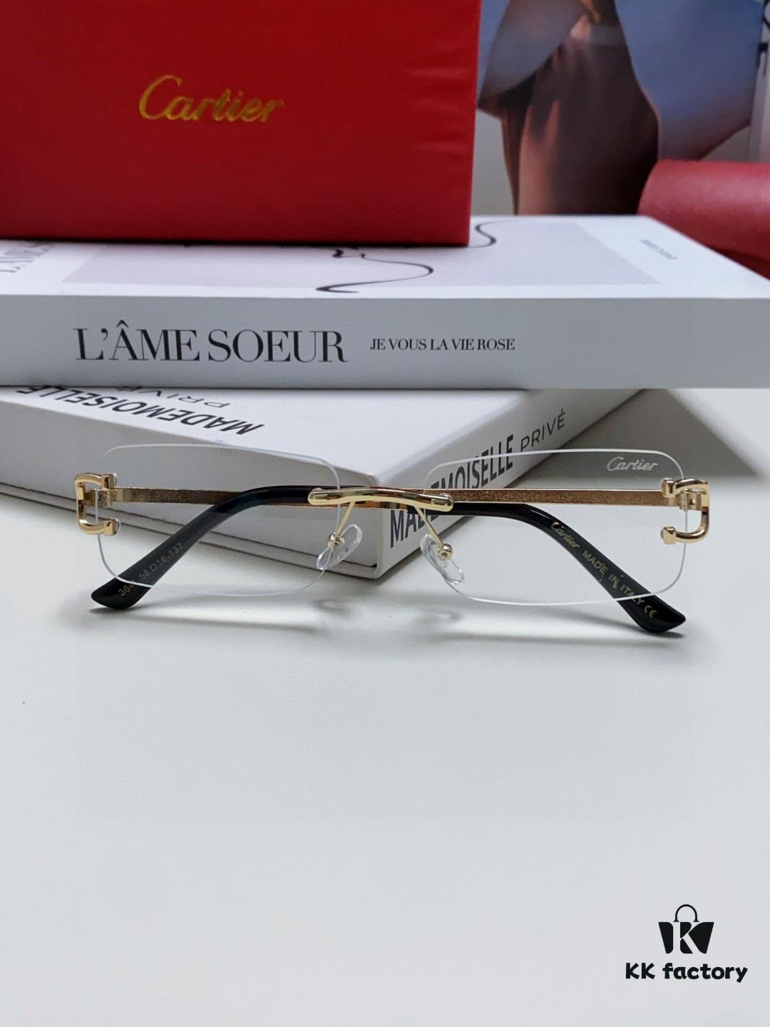 Cartier Unisex Frameless Square Sunglasses 2025 New Narrow-Rimmed Stylish Men's Sunglasses Retro American Style