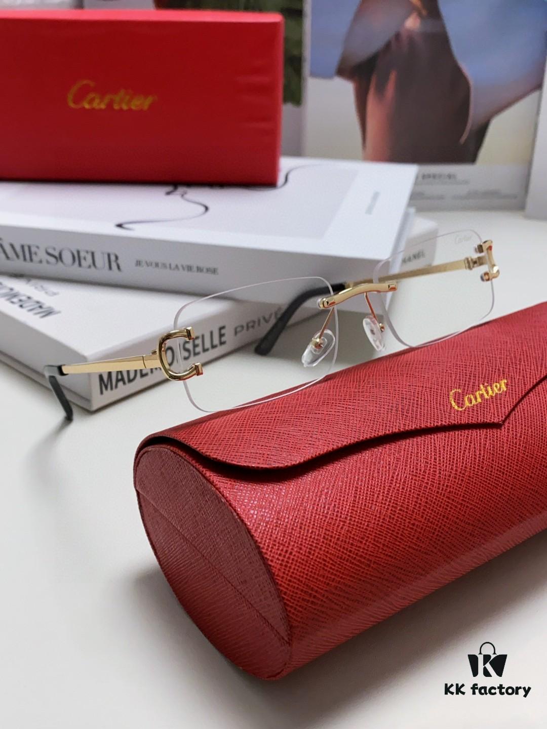 Cartier Unisex Frameless Square Sunglasses 2025 New Narrow-Rimmed Stylish Men's Sunglasses Retro American Style