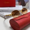 Cartier 2025 New Vintage Style Wooden-Look Round Sunglasses, Fashion UV-Protective Unisex Sun Glasses CT0464S