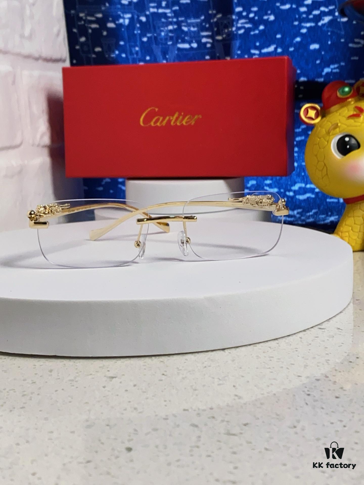 Cartier 2025 New Arrival Official Website 1:1 Minimalist Luxury Sunglasses with Iconic Leopard Logo on Temple