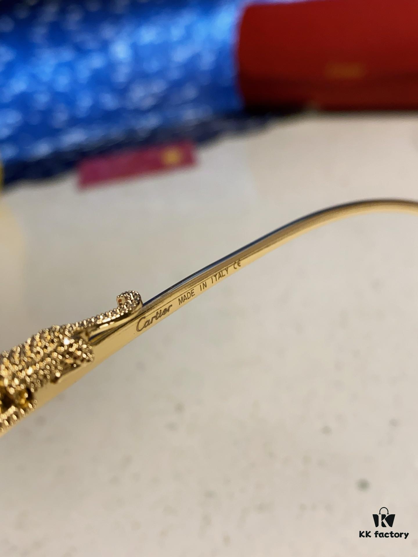 Cartier 2025 New Arrival Official Website 1:1 Minimalist Luxury Sunglasses with Iconic Leopard Logo on Temple