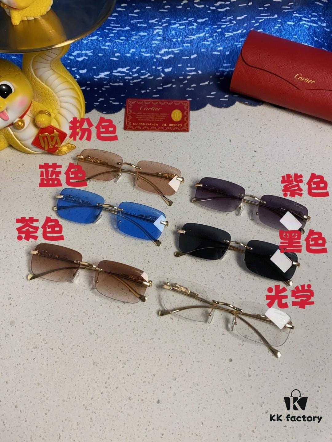 Cartier 2025 New Arrival Official Website One-to-One Minimalist Luxury Sunglasses with Iconic Panther Logo on Temple