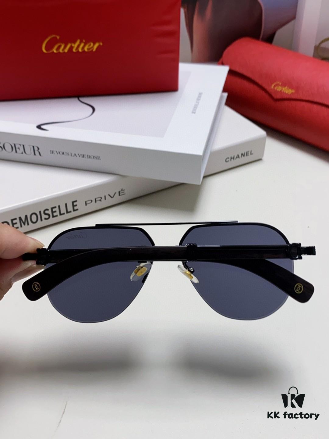 Cartier 2024 Retro Double-Bridge Prescription Sunglasses with UV Protection, Oversized Frame for Men, Suitable for Driving