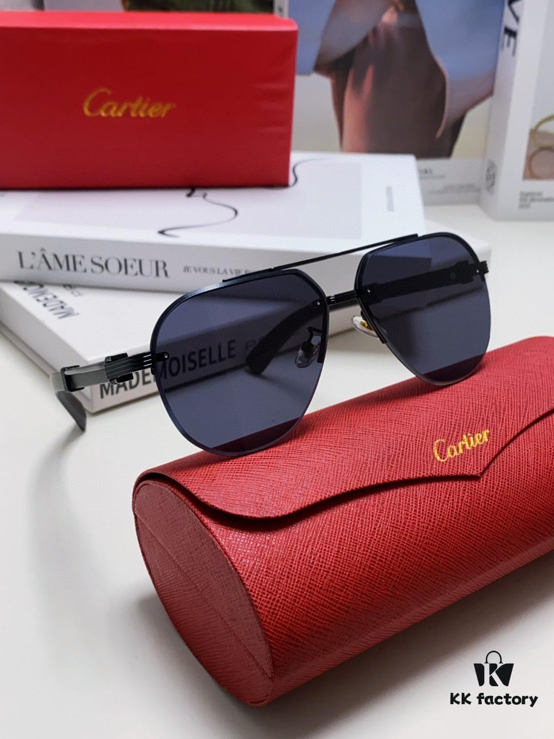 Cartier 2024 Retro Double-Bridge Prescription Sunglasses with UV Protection, Oversized Frame for Men, Suitable for Driving